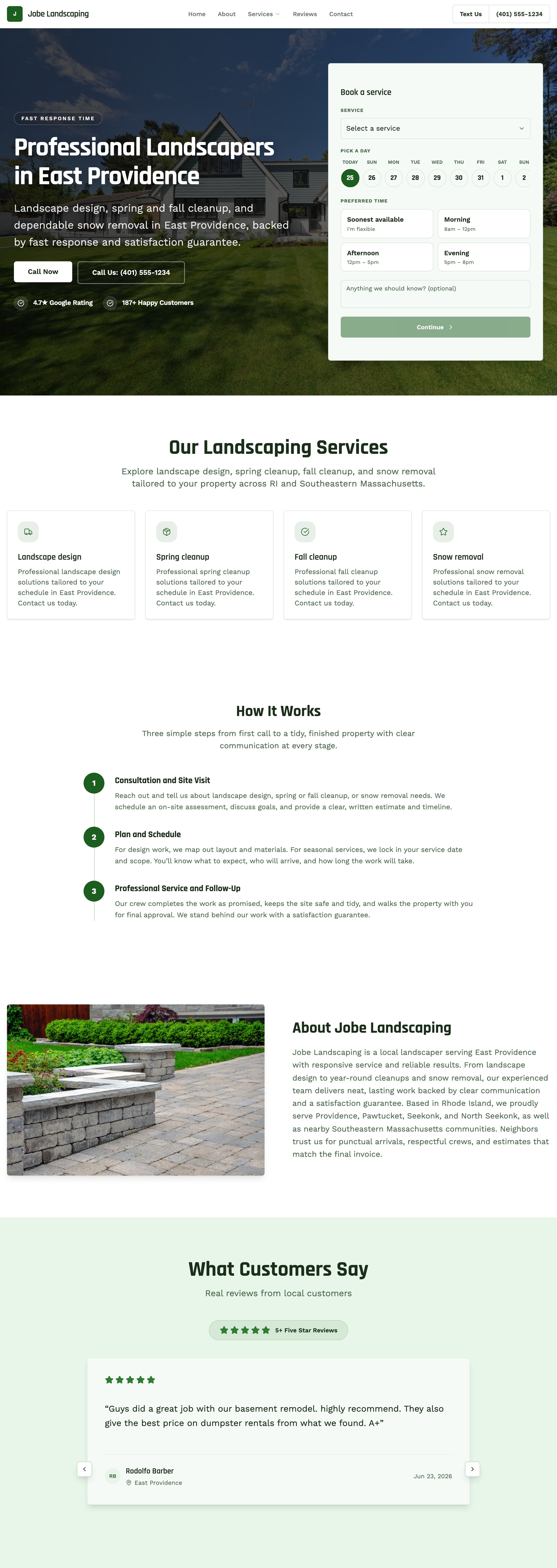 Jobe Landscaping — a real generated Jobsite, live right now